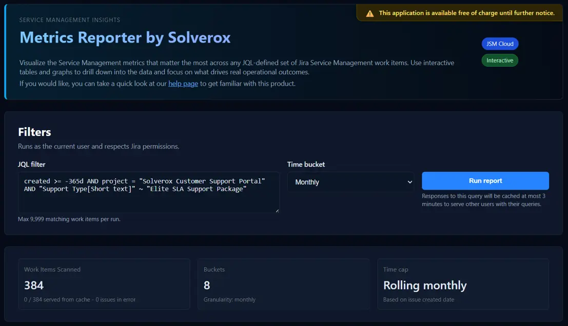 Metrics and Reports run report summary view